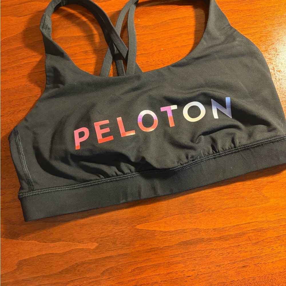 Peloton x lululemon Black Sports Bra with Rainbow Gradient Logo size 6